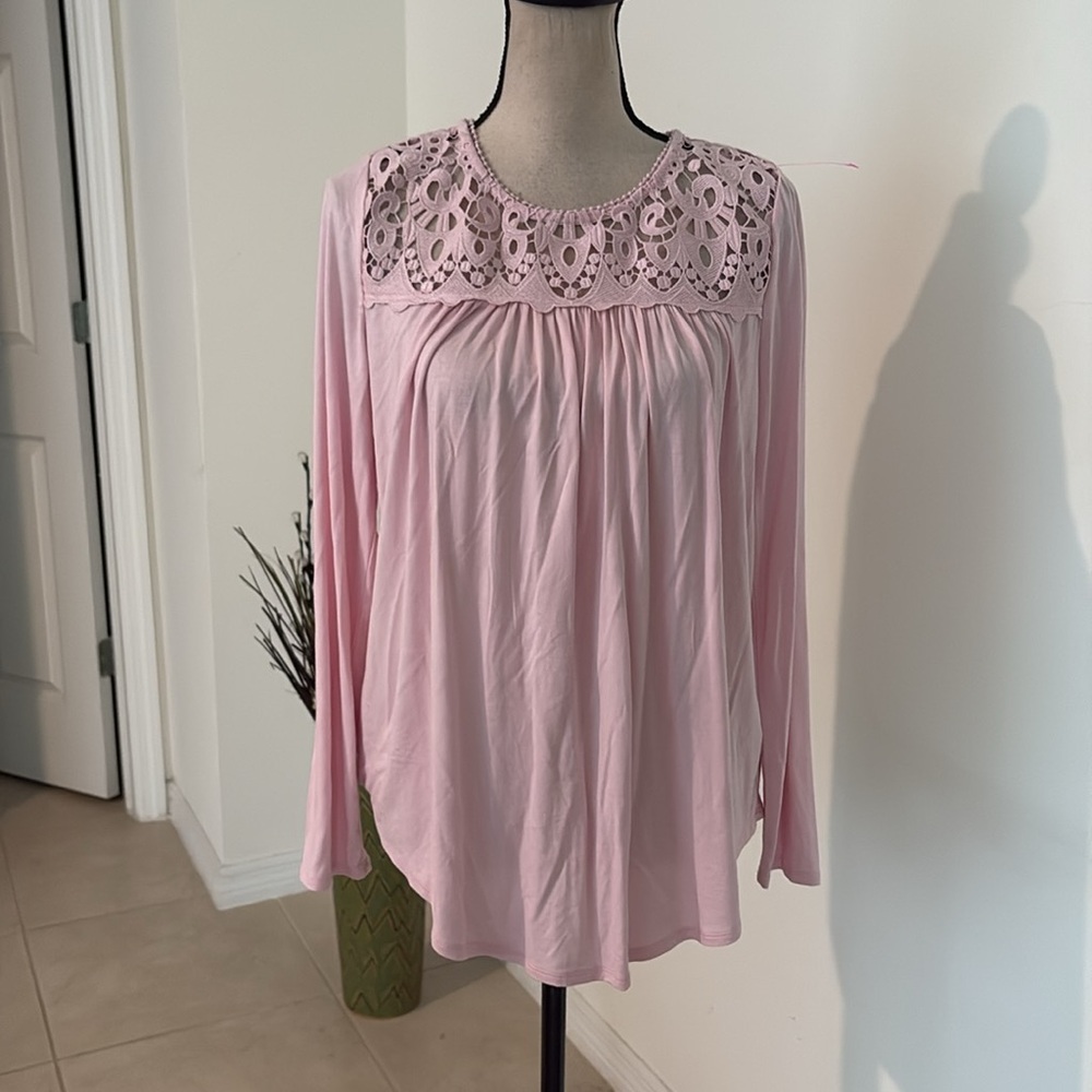 NWT $68 philosophy small pink crochet shirt 582 - Picture 2 of 7